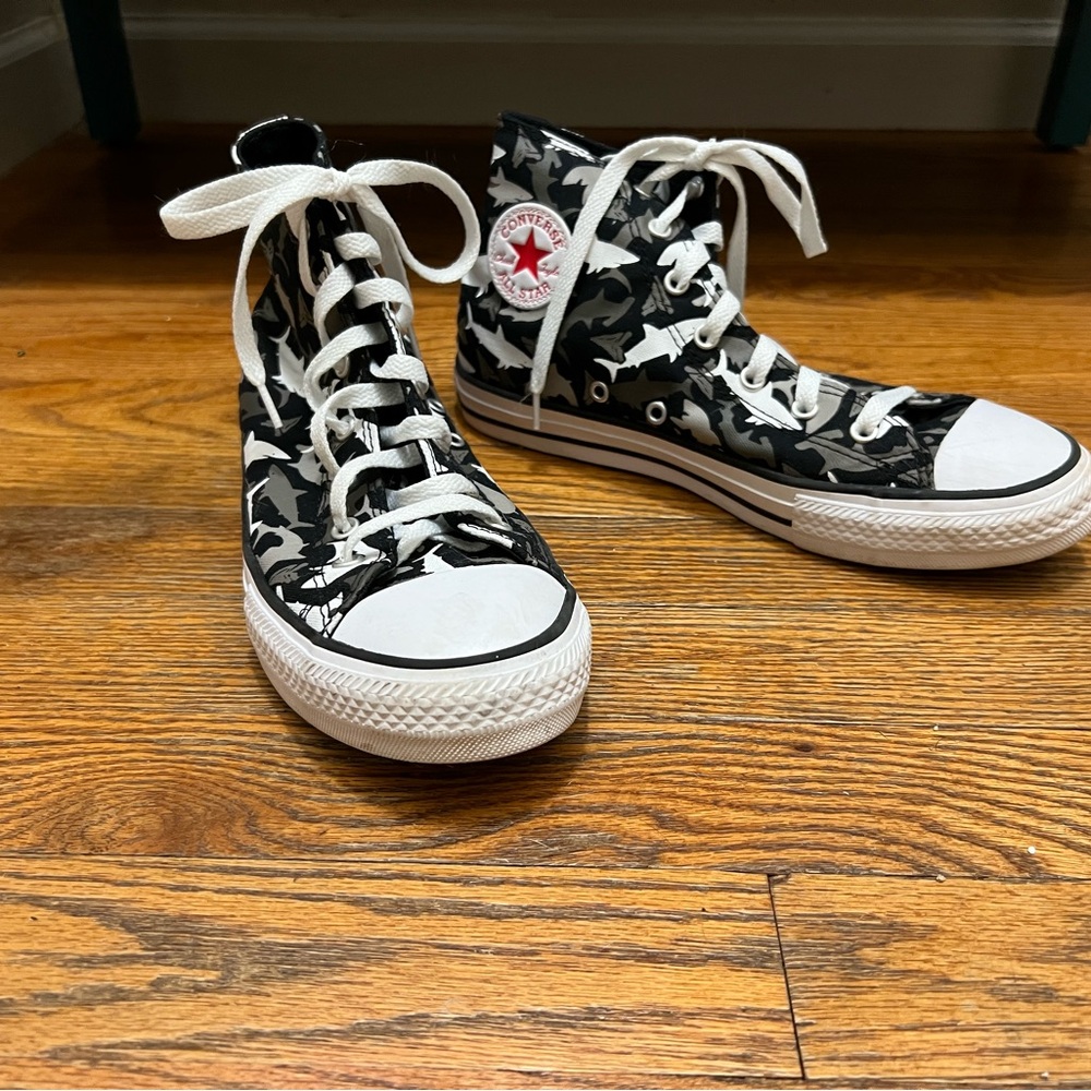 Converse Kids' Black and White Shark Sneakers - Picture 2 of 5